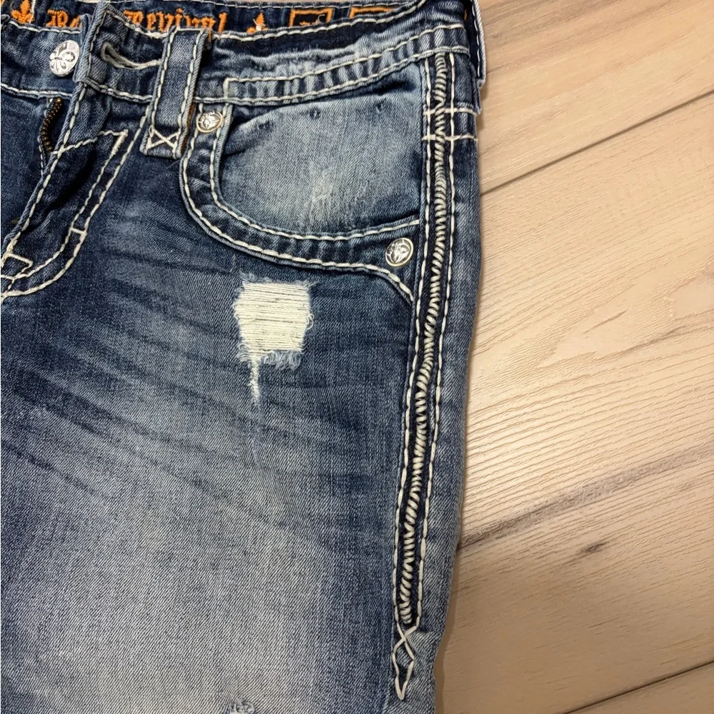 Rock Revival Men's Distressed Blue Jeans